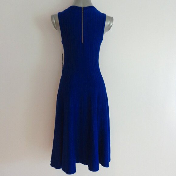 New! NIC+ZOE Women's Navy Twirl Knit Sleeveless Fit Flare Dress‎ Size S - Picture 2 of 8